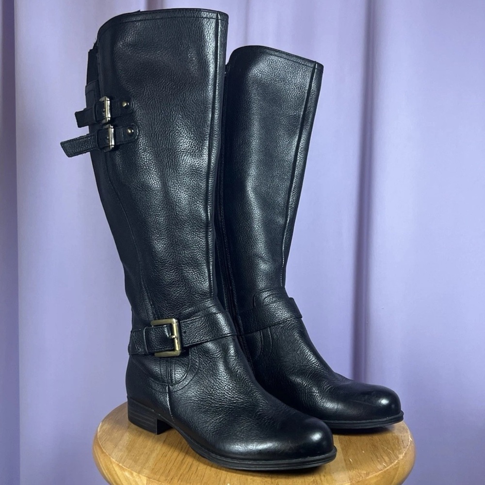 Naturalizer Women's Jessie Knee High Wide Calf Boots Size 7.5 Black Comfort N5